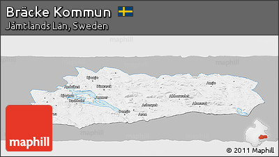 Gray Panoramic Map of Bräcke Kommun, single color outside