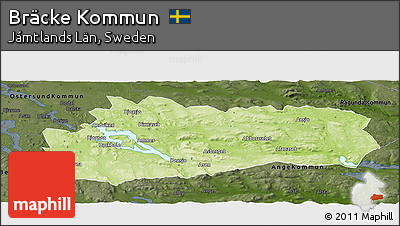 Physical Panoramic Map of Bräcke Kommun, darken
