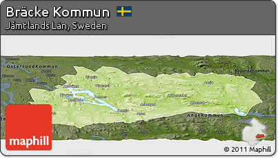 Physical Panoramic Map of Bräcke Kommun, darken