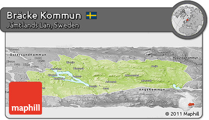 Physical Panoramic Map of Bräcke Kommun, desaturated