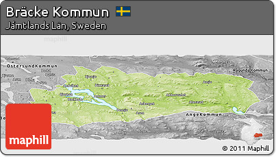 Physical Panoramic Map of Bräcke Kommun, desaturated