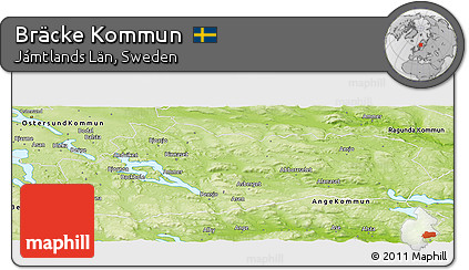 Physical Panoramic Map of Bräcke Kommun