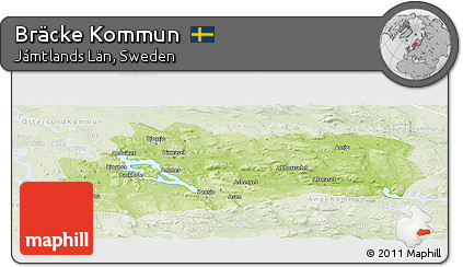 Physical Panoramic Map of Bräcke Kommun, lighten