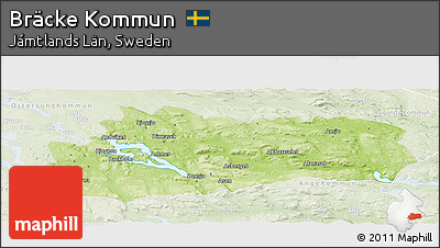 Physical Panoramic Map of Bräcke Kommun, lighten