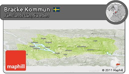 Physical Panoramic Map of Bräcke Kommun, lighten, semi-desaturated