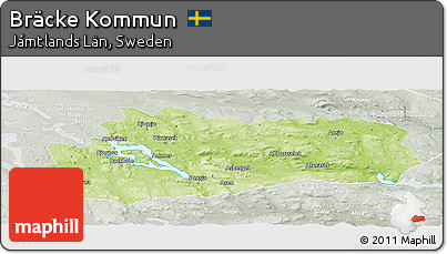 Physical Panoramic Map of Bräcke Kommun, lighten, semi-desaturated