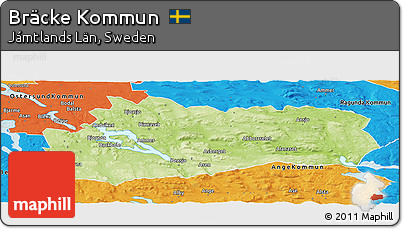 Physical Panoramic Map of Bräcke Kommun, political outside