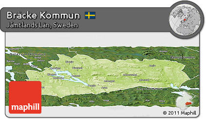 Physical Panoramic Map of Bräcke Kommun, satellite outside