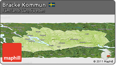 Physical Panoramic Map of Bräcke Kommun, satellite outside