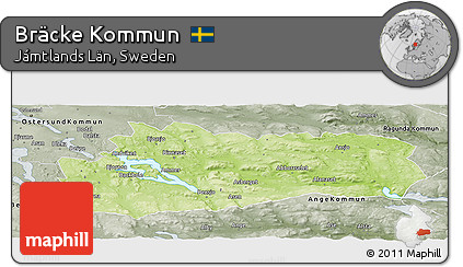 Physical Panoramic Map of Bräcke Kommun, semi-desaturated