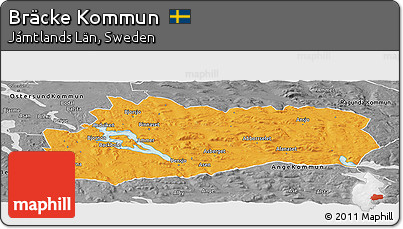 Political Panoramic Map of Bräcke Kommun, desaturated