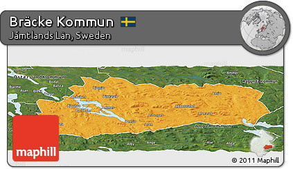 Political Panoramic Map of Bräcke Kommun, satellite outside