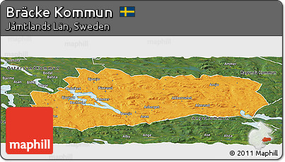 Political Panoramic Map of Bräcke Kommun, satellite outside