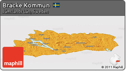 Political Panoramic Map of Bräcke Kommun, single color outside