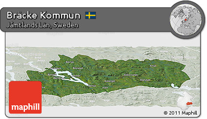 Satellite Panoramic Map of Bräcke Kommun, lighten