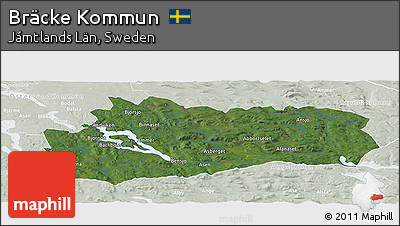 Satellite Panoramic Map of Bräcke Kommun, lighten