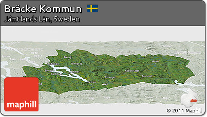 Satellite Panoramic Map of Bräcke Kommun, lighten