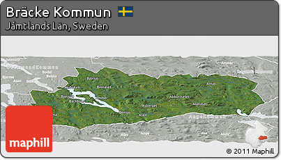 Satellite Panoramic Map of Bräcke Kommun, lighten, semi-desaturated
