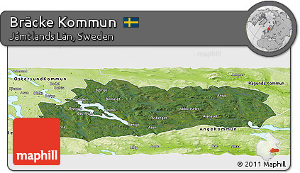 Satellite Panoramic Map of Bräcke Kommun, physical outside