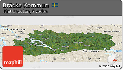 Satellite Panoramic Map of Bräcke Kommun, shaded relief outside