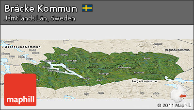 Satellite Panoramic Map of Bräcke Kommun, shaded relief outside