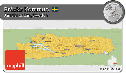 Savanna Style Panoramic Map of Bräcke Kommun, single color outside