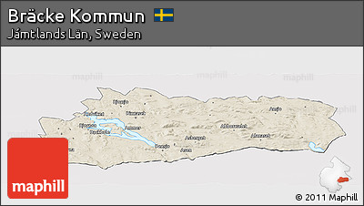 Shaded Relief Panoramic Map of Bräcke Kommun, cropped outside