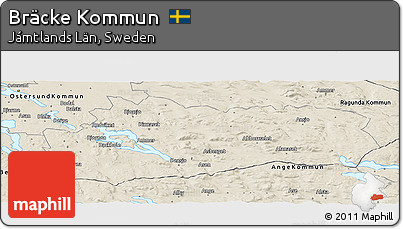 Shaded Relief Panoramic Map of Bräcke Kommun