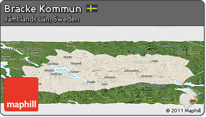Shaded Relief Panoramic Map of Bräcke Kommun, satellite outside