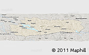Shaded Relief Panoramic Map of Bräcke Kommun, semi-desaturated