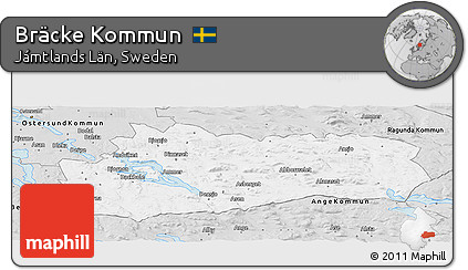 Silver Style Panoramic Map of Bräcke Kommun