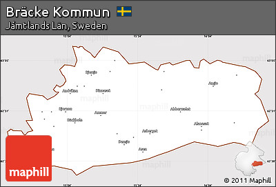 Classic Style Simple Map of Bräcke Kommun, cropped outside