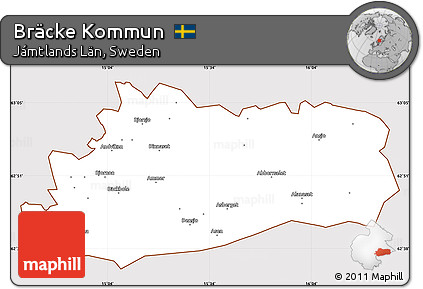 Classic Style Simple Map of Bräcke Kommun, cropped outside
