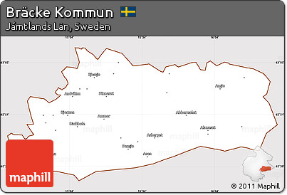 Classic Style Simple Map of Bräcke Kommun, cropped outside