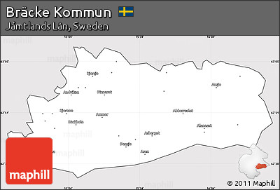 Silver Style Simple Map of Bräcke Kommun, cropped outside