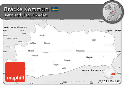Silver Style Simple Map of Bräcke Kommun