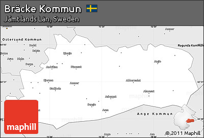 Silver Style Simple Map of Bräcke Kommun