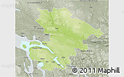 Physical 3D Map of Östersund Kommun, semi-desaturated