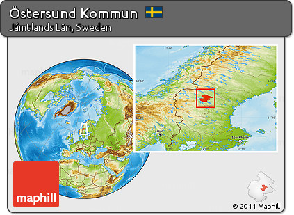 Physical Location Map of Östersund Kommun