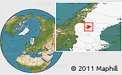 Satellite Location Map of Östersund Kommun, highlighted country