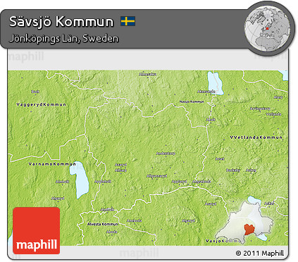 Physical 3D Map of Sävsjö Kommun