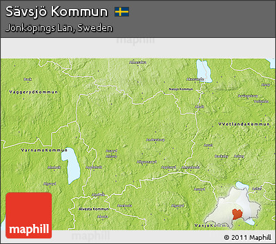 Physical 3D Map of Sävsjö Kommun