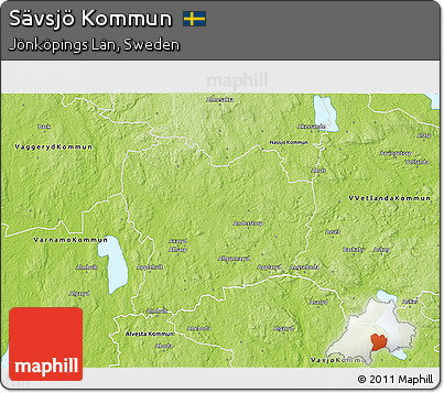 Physical 3D Map of Sävsjö Kommun