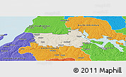 Shaded Relief Panoramic Map of Tranas Kommun, political outside