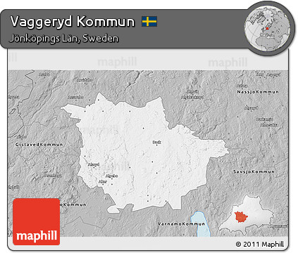 Gray 3D Map of Vaggeryd Kommun