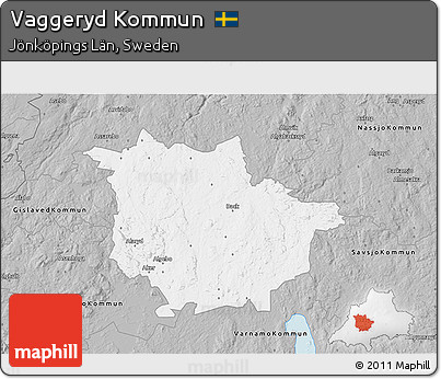 Gray 3D Map of Vaggeryd Kommun