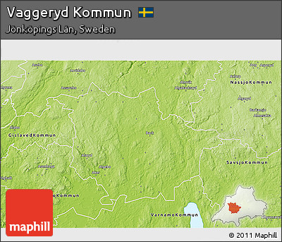 Physical 3D Map of Vaggeryd Kommun