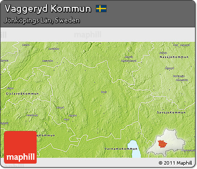 Physical 3D Map of Vaggeryd Kommun