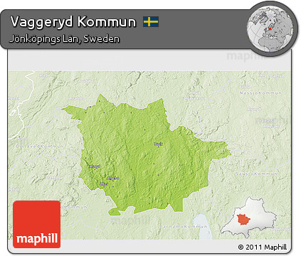 Physical 3D Map of Vaggeryd Kommun, lighten