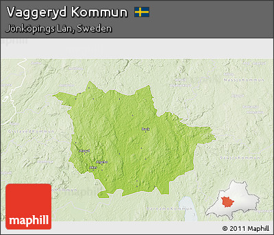 Physical 3D Map of Vaggeryd Kommun, lighten